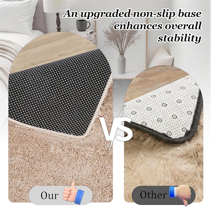 Fluffy 5x7 Area Rugs for Living Room Bedroom: Ultra Soft Shag Rug Non-Slip Non-Shedding Small Plush Bedside Rug Indoor Floor Carpets for Kids Room Playroom Entryway Nursery Dorms Home Decor Beige