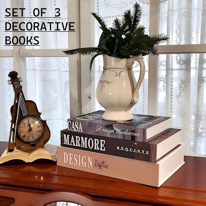 LUNETH Decorative Books for Home Decor - Set of 3 Faux Books for Coffee Table Decor, Fake Book for Decoration, Aesthetic Faux Book Storage Box for Living Room Bookshelf