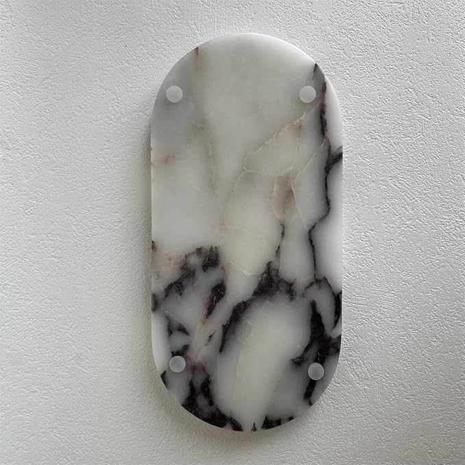 Natural Marble Oval Tray Ornaments Vintage Small Tray Storage Dish for Counter, Vanity, Dresser, Nightstand and Desk (Calacatta Purple)