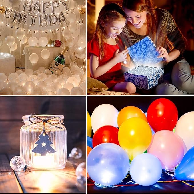 Aogist 100pcs White LED Balloon Light, Tiny Light Mini Round Led Ball Lamp for Paper Lantern Balloon, Indoor Outdoor Event - Fun Halloween Christmas Party Wedding Decoration Supplies