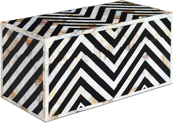 Handicrafts Home Large Decorative Storage Box with Lid– 10x5x5” Coffee Table Organizer, Keepsake-Decorative Boxes for Home Decor, Stylish Decorative Box for Office Décor-Nacre Trance