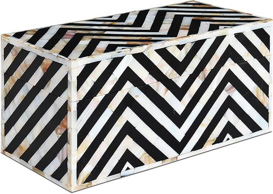 Handicrafts Home Large Decorative Storage Box with Lid– 10x5x5” Coffee Table Organizer, Keepsake-Decorative Boxes for Home Decor, Stylish Decorative Box for Office Décor-Nacre Trance