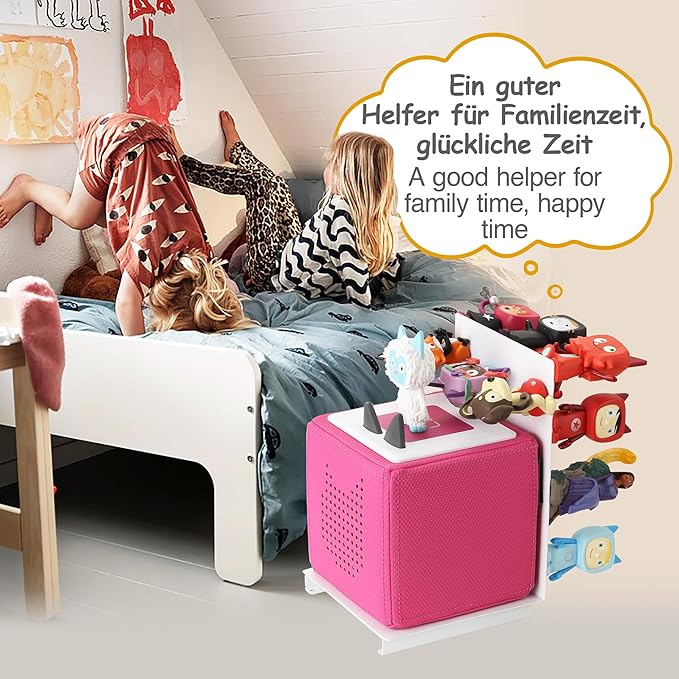 Tonies Storage Shelf for Tonies Box Organizer & Tonies Figures – Magnetic Metal Floating Shelves for 15~20 Tonies Characters ＆ Toniebox 1/2 Player, Designed for Kids' Gifts, L Shape
