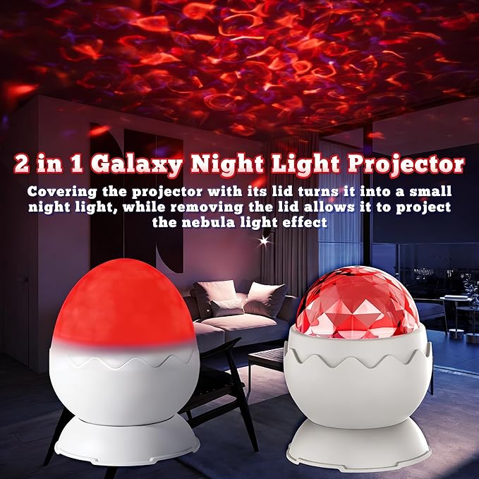 Red Night Light, Light Therapy Lamp, 2-in-1 Sensory Lights for Autism, 670nm Red Light for Sleep, Sensory Room Must-Have, Light Projector for Kids, Adults, Birthdays - 7 Color Modes with Remote(White)
