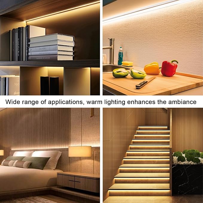 ZSLAIFU 5V LED Strip Lights, Warm USB LED Light Strip, 2Pack 3.28FT Dimmable COB LED Strip Light, High Brightness Short LED Strip for Display Cabinet, Living Room, TV Lights