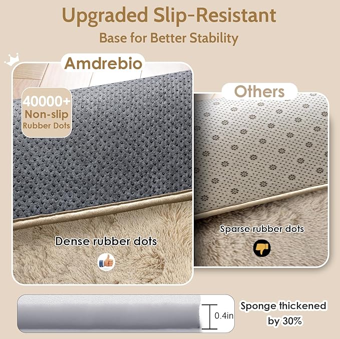 Amdrebio Beige Area Rugs for Bedroom Living Room, 5x8 Fluffy Plush Shag Furry Cute Rug for Kids Room Decor Aesthetic, Soft Shaggy Fuzzy Neutral Tan Carpet for Teens Baby Nursery Playroom Preppy Dorm