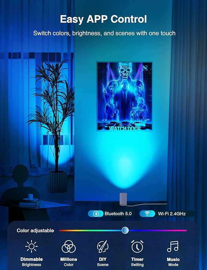 SUNVIE Smart Floor Can Light 5W RGBW Color Changing Up Lights Indoor with Timer 2700K-6500K Floor Spotlight Dimmable Uplighting Indoor Uplights for Plant Corner, APP Control Alexa & Google Home, 2PCS