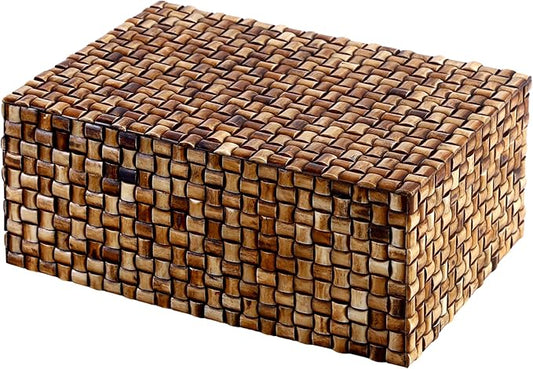 Handicrafts Home Large Decorative Storage Box with Lid – 12X8X5” Coffee Table Organizer, Keepsake- Decorative Boxes for Home Decor, Stylish Decorative Box for Office Decor-Mekong Chai