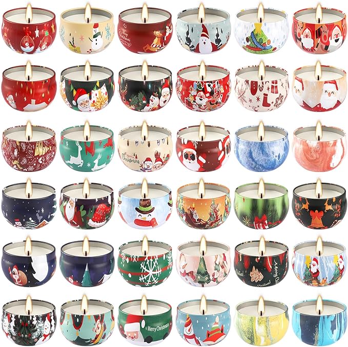 YOROXRG 36 Pack Christmas Scented Candles Gift Set 2.5oz Strong Fragrance jar Candles Natural Soy Wax Candles Portable Travel Tin Jar Candles Gifts for Home Scented Decoration Birthday Valentine'sDay