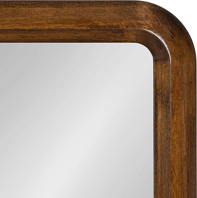 Kate and Laurel Pao Mid-Century Panel Wood Framed Wall Mirror, 16 x 48, Walnut Brown, Modern Full Length Mirror for Wall