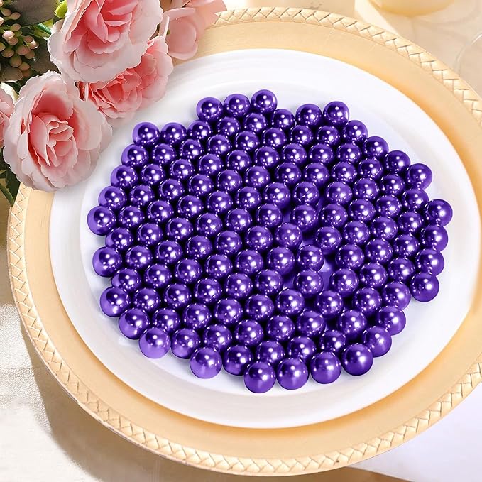 1400Pcs Dark Purple Vase Filler Pearl Beads for Crafting 8mm Beads No Holes Decor Suitable for Wedding Decor, Party Decorations, Centerpiece Table Decorations