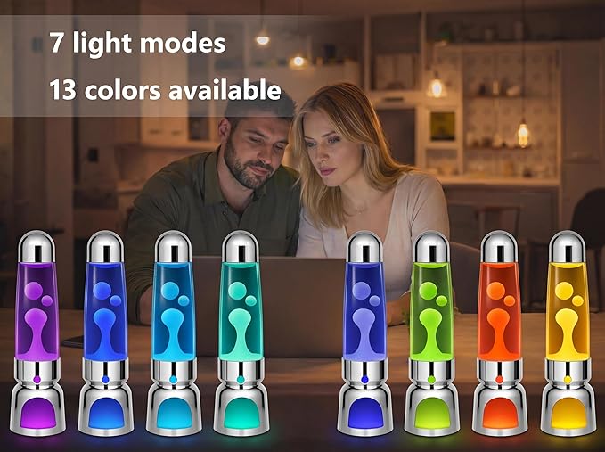 Liquid Motion Lamp Lighthouse Style 13" LED Night Light for Adults Kids with Remote 13 RGB Color Changing Decorative Mood Light for Bedroom, Aesthetic Home Decoration, Table Lamp, White Wax