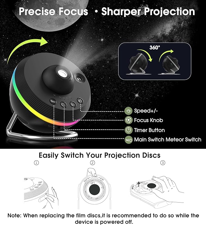 L LOHAS LED Galaxy Projector, Star Projector Planetarium Night Light, 13 in 1 HD Space Night Light Projector with Light Strip Meteor for Kids Bedroom Birthday Christmas Gift