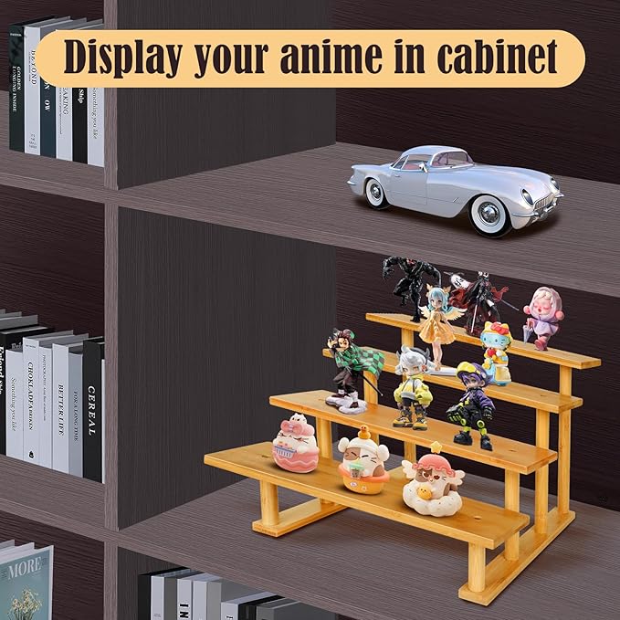 Risers Display 4 Tier Stands Wooden Cologne Organizer, Dessert Table Display Set, Makeup Organizer for Vanity, Food Display Stands for Party, Tiered Tray Perfume Stand, Counter Spice Shelf Risers