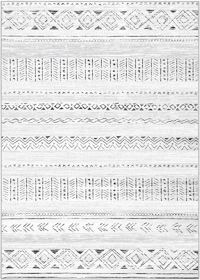 cotiled 5x8 Area Rug Living Room: Washable Boho Rugs with Non Slip Backing Large Soft Indoor Stain Resistant Carpet for Bedroom Farmhouse Dining Room Lightweight Home Decor Dark Grey