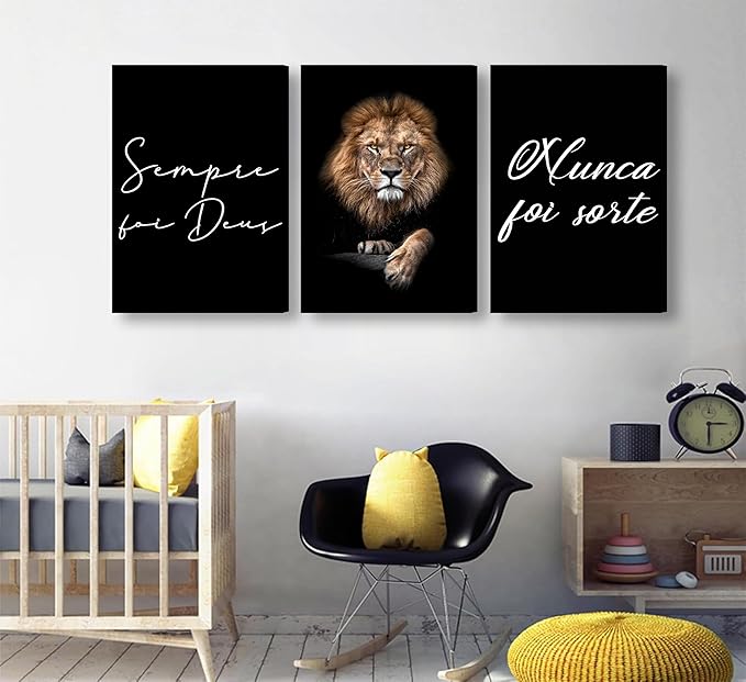 3Pcs Framed Lion Inspirational Quotes Wall Art Modern Motivational Black And White Lion Poster Print Entrepreneur Hustle Hard Work Quotes Pictures Wall Decor for Office Bedroom Living room