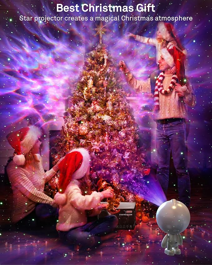 AIRIVO Dreamers Star Projector,Astronaut Galaxy Projector Bluetooth Speaker with Remote,White Noise,Interactive Posture Adjustment,Room Bedroom Decor,Birthday Christmas Gifts for Kids Adults
