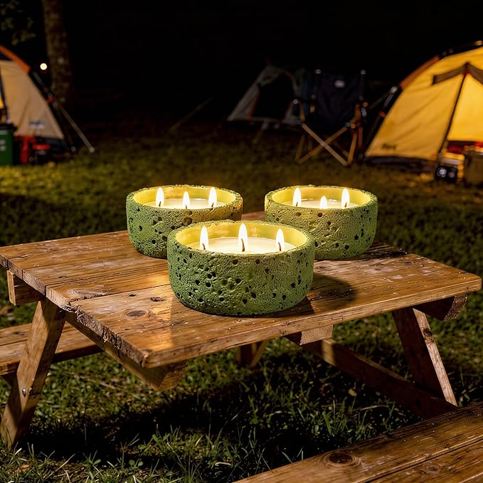 Viyffo Large Citronella Candles Outdoor, 3 Wick 20oz Citronella Candle Indoor, Non Toxic Soy Scented Candle, Green Ceramic Jar for Patio, Deck, Garden, Backyard, Camping, Home Fragrance, Décor & Gift