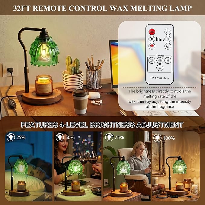 Candle Warmer Lamp with Timer and Wireless Remote Control, Dimmable Candle Warmer for Jar Candles, Height Adjustable Wax Melts Warmer, House Warming Gifts New Home Decor, Gifts for Women Mom