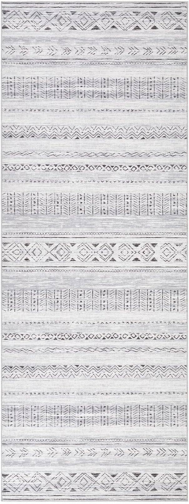 cotiled Washable 3x8 Runner Rugs: Washable Boho Rugs with Non Slip Backing Large Soft Indoor Stain Resistant Carpet for Living Room Bedroom Farmhouse Dining Room Lightweight Home Decor Dark Grey