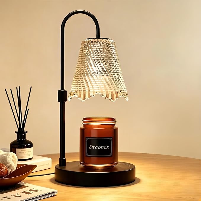 Candle Warmer Lamp with Timer Dimmable, Adjustable Height Wax Melt Warmer for Jar Candles, Birthday Gifts for Women, House Warming Gifts New Home Decor with 2 Bulbs, Black