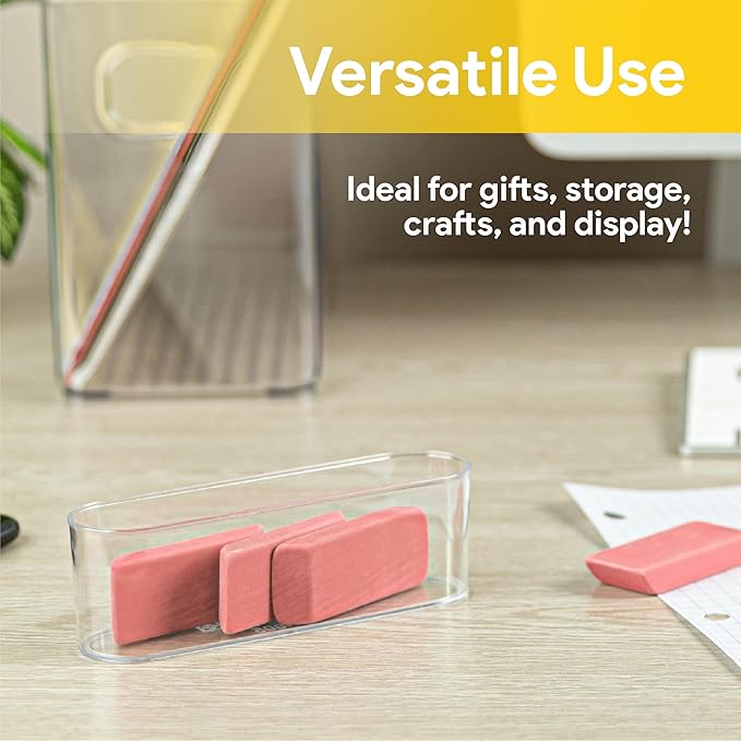 Hammont Acrylic Box - Party Favor Gift Boxes - Clear Cube with Rounded Edges for Gifts, Weddings, Treats, Candies & Accessories - Square Home Storage Boxes | 5”x1.5”x2.5 (12 Pack)
