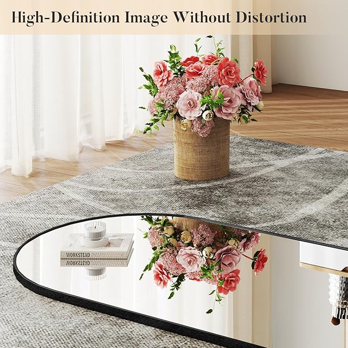 DUMOS Arched Wall-Mounted Full Length Mirror 27"x71" for Bedroom, Full Body Floor Mirror with Stand, Hanging or Leaning for Wall, Black