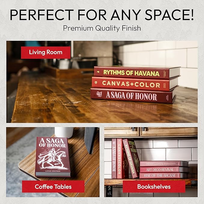 Decorative Books | Red 10 Book Set with 3 Sizes | Preassembled with Hidden Storage | Perfectly Stackable for Easy Home Staging | Book Decor to Elevate Your Space | Home Decor Made Simple!