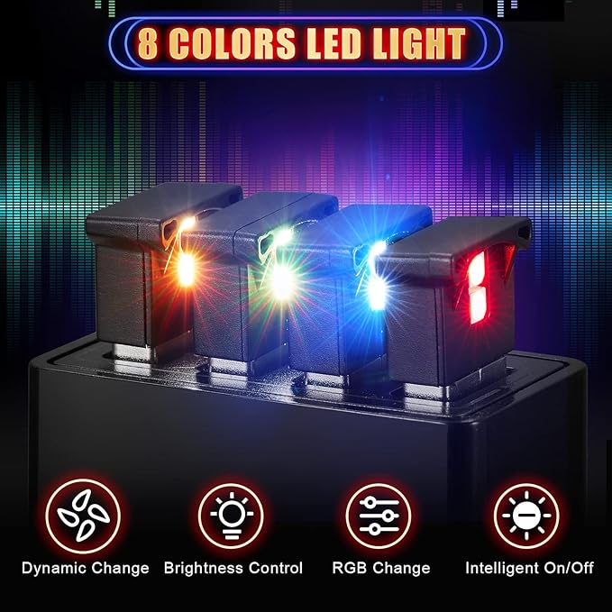 Frienda 8 Pieces Mini USB LED Light, Car LED Interior Lighting 5v Smart USB Atmosphere Light, Laptop Keyboard Office Decoration Night Lamp, Adjustable Brightness, 8 Colors