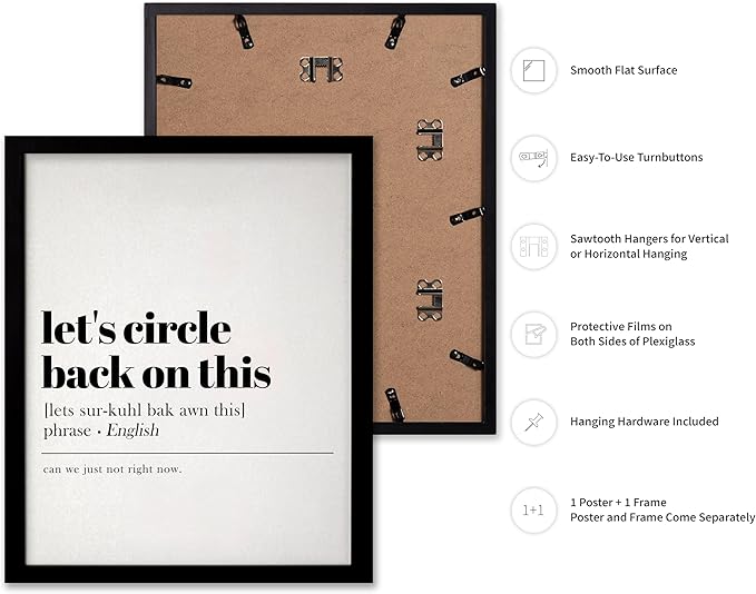 Poster Master Typography Poster - Retro Dictionary Print - Let's Circle Back on This Definition, Book Page, Funny - Gift for Colleague, Friend - Wall Decor for Home, Office, 11x14 Black Framed