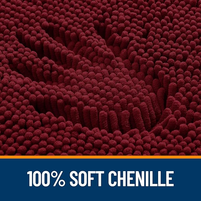 OLANLY Large Bathroom Rugs 40x24, Extra Soft Absorbent Chenille Bath Rugs, Rubber Backing Quick Dry, Machine Washable Bath Mats for Bathroom Floor, Tub and Shower, Home Decor Accessories, Burgundy