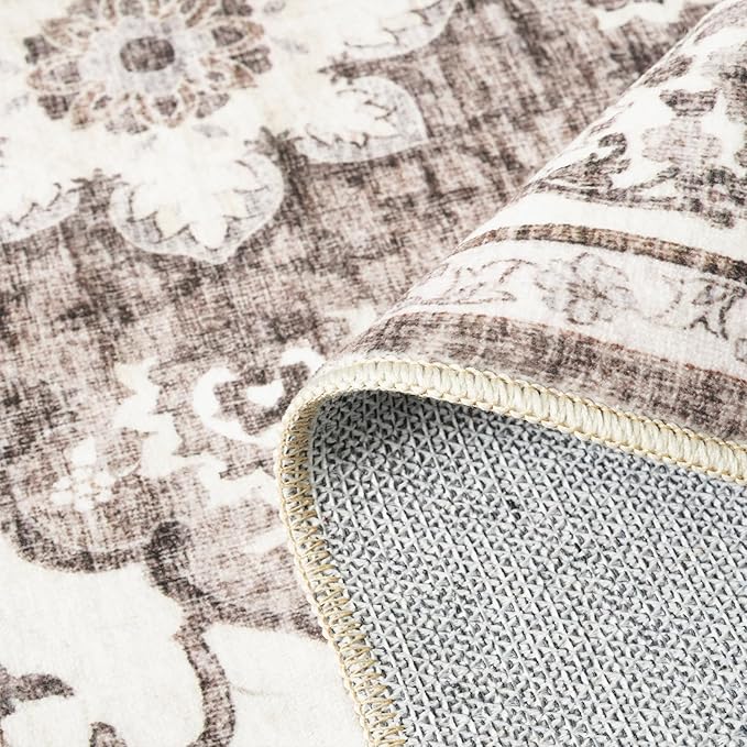 TOPRUUG Washable Oriental Area Rug - 10x12 Rugs for Living Room Soft Carpet for Bedroom Waterproof Floral Distressed Indoor Stain Resistant Non-Shedding Floor Carpets (Beige, 10x12)