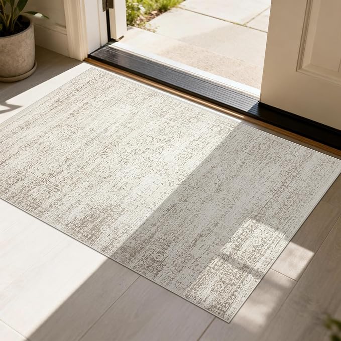 Srugn Washable Rugs 2x3 Entryway Area Rugs for Kitchen,Living Room,Bedroom- Small Low Pile Non Slip Throw Rugs for Enterway Bathroom,Vintage Indoor Door Mat for Farmhouse Home Office Decor