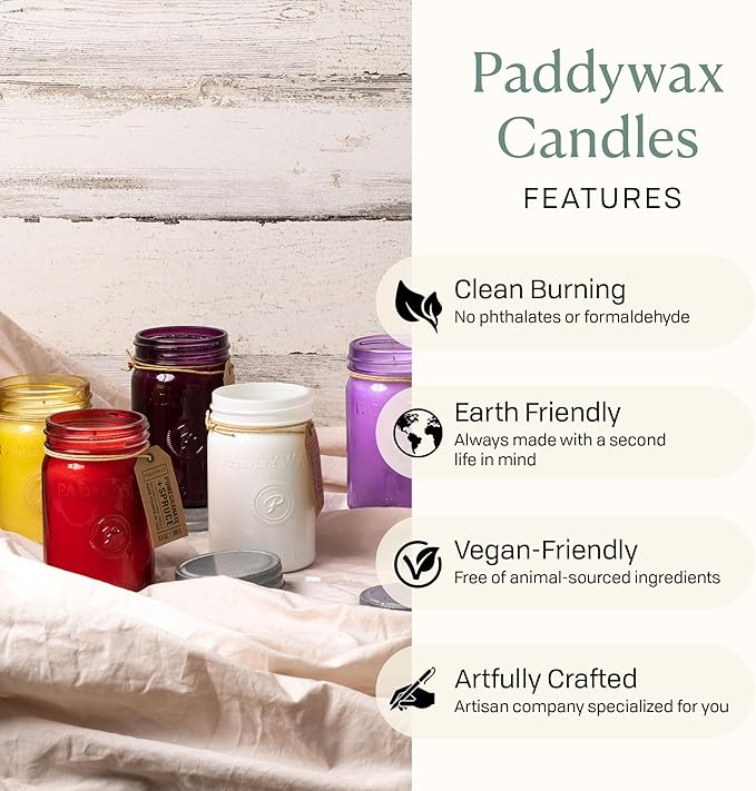 Paddywax Scented Candles Relish Collection Soy Wax Artisan Candle in Glass Jar with Lid, 9.5-Ounce, Pomegranate + Spruce