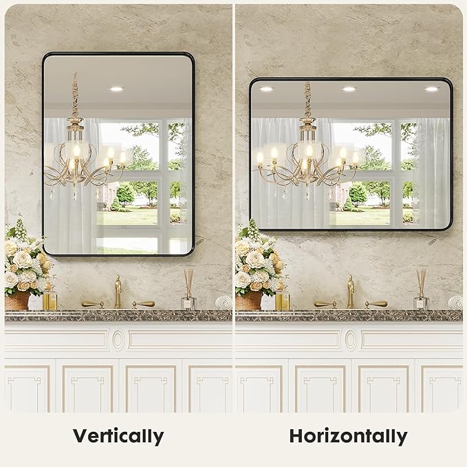 Sweetcrispy 24x36 Inch Black Bathroom Mirrors for Wall, Bathroom Mirrors for Over Sink, Rectangle Wall Decor for Entryway, Bedroom, Vanity