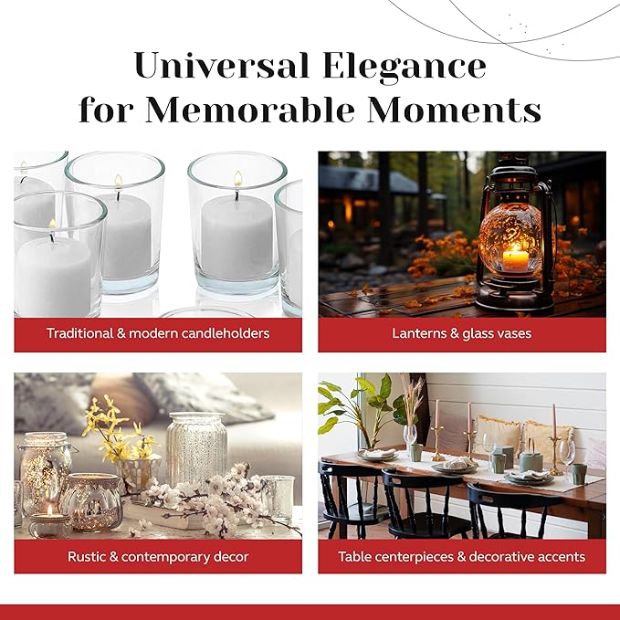 White Jasmine Scented Votive Candles, Set of 12-1.25" Wax Candles for Home, Scented 10 Hour Burn Time - Aromatherapy, Spa Ambiance, Table Centerpieces & Home Décor