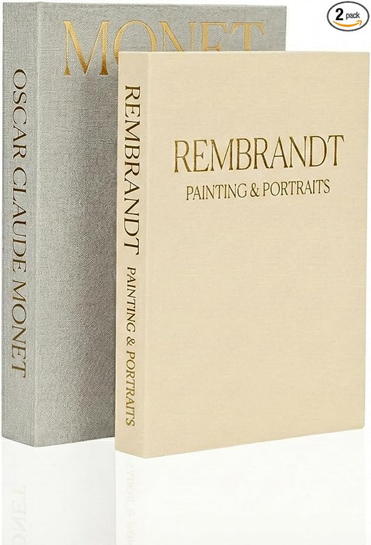 Aesthetic Decorative Books Set of 2 – Linen Faux Book Storage Boxes for Coffee Table Decor, Bookshelf & Living Room – Decorative Fake Books for Home, Office & Photo Keepsake Storage