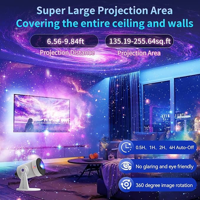 [2025 Upgraded] Galaxy Projector, HD Brighter Wider Projection Planetarium Star Projector with 7-Color Night Light Realistic Starry Sky Space Solar System Moon Nebula for Bedroom Ceiling Room Decor