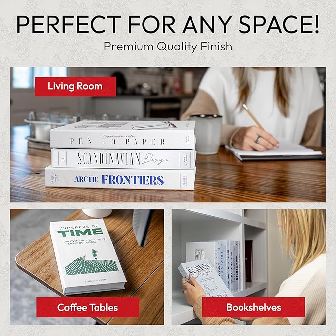 Decorative Books | White 10 Book Set with 3 Sizes | Preassembled with Hidden Storage | Perfectly Stackable for Easy Home Staging | Book Decor to Elevate Your Space | Home Decor Made Simple!