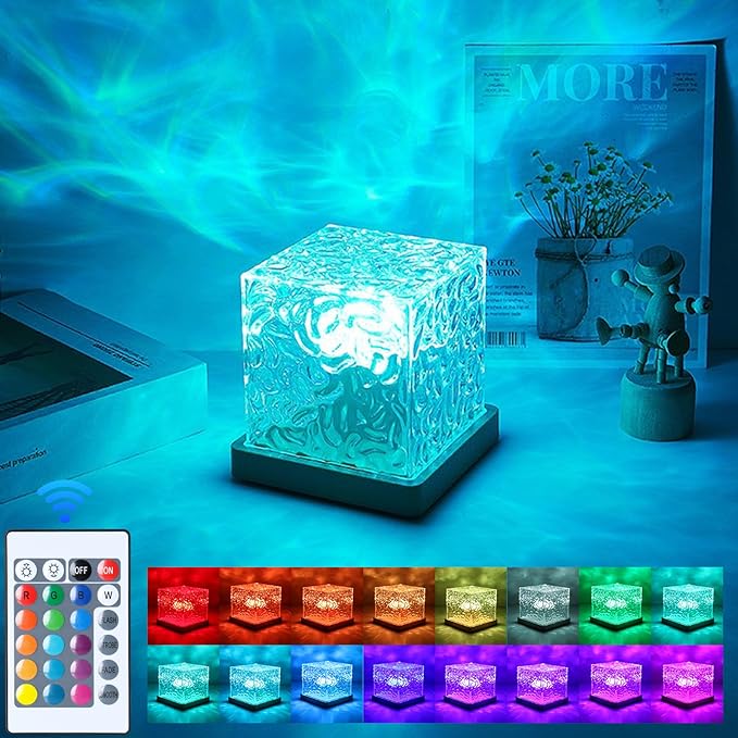 Avkast Northern Lights Projector Rechargeable,Mood Lighting Ambient Lighting Ocean Wave Projector with 16 Colors and Dynamic Ripple Effect for Living Room Bedroom Decor - Cordless 5.1"