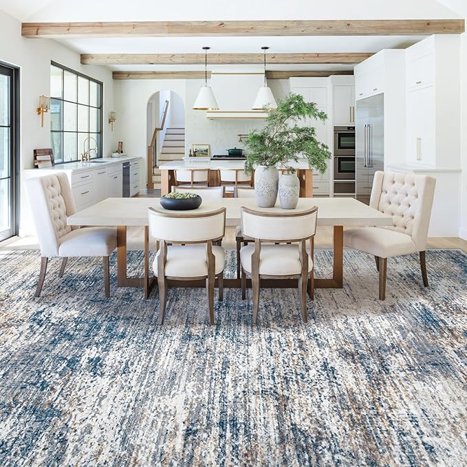 XLUEZ 10x12 Area Rug for Living Room, Washable Modern Abstract Large Area Rug Neutral Soft Non Slip Kids Rug Stain Resistant Indoor Carpet for Bedroom Dining Room Playroom Office(BeigeGrey, 10'x12')