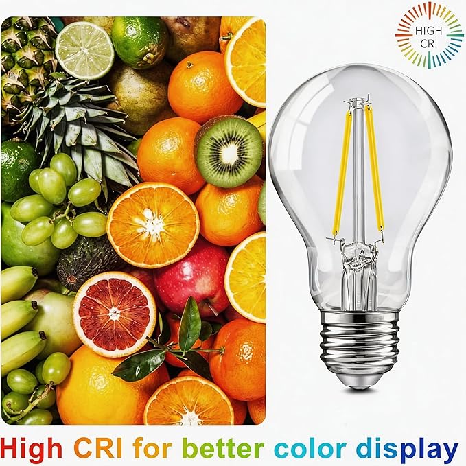 TJOY 6 Pack A19 Vintage LED Edison Bulbs, Dimmable Light Bulb 50W Equivalent, 5000K Daylight, 5W E26 Standard Base, 470Lumens, CRI80+, Clear Glass Filament Bulb for Home