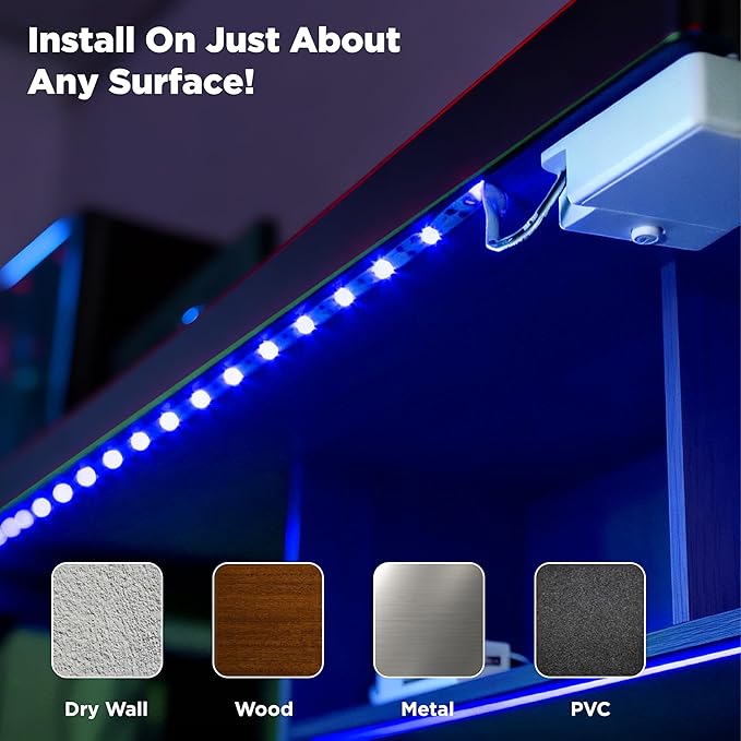 BestLuz Battery Operated LED Strip Lights 2X 3.33ft Flexible Blue LED Light Strip for Bedroom Room Decor, Battery Powered Lighting for Cabinet Shelf Closet TV Backlight