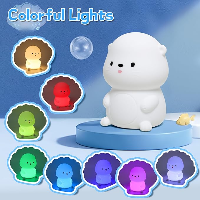 OkiyiD Otter Night Light, Cute Sea Otter Lamp Gifts,Animal Silicone Night Lamp, Cute Room Decor Night Light Birthday Christmas Gifts