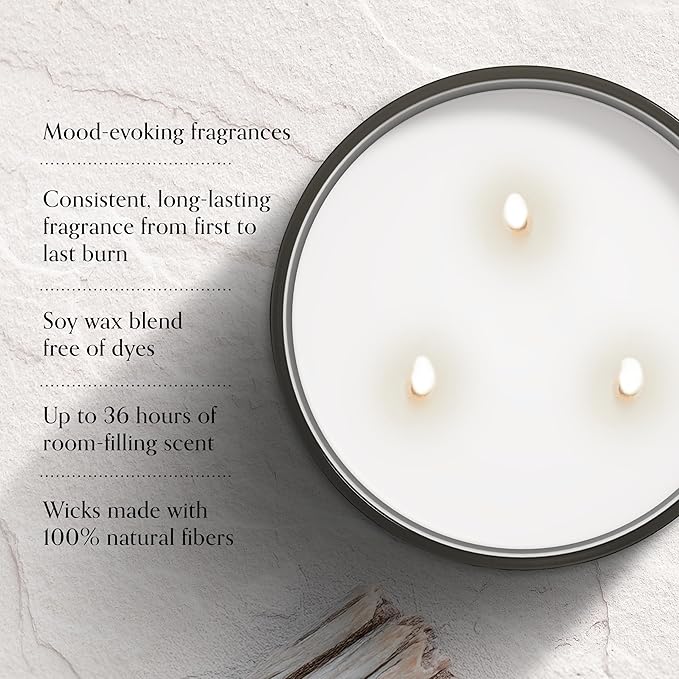 Chesapeake Bay, 14.5oz Salted Sands Scented Candle, Mood Evoking Fragrance, Sea Glass-Inspired Jar, Premium Soy Blend Wax with Essential Oils, Coastal Fragrance for Home Décor or Gifting