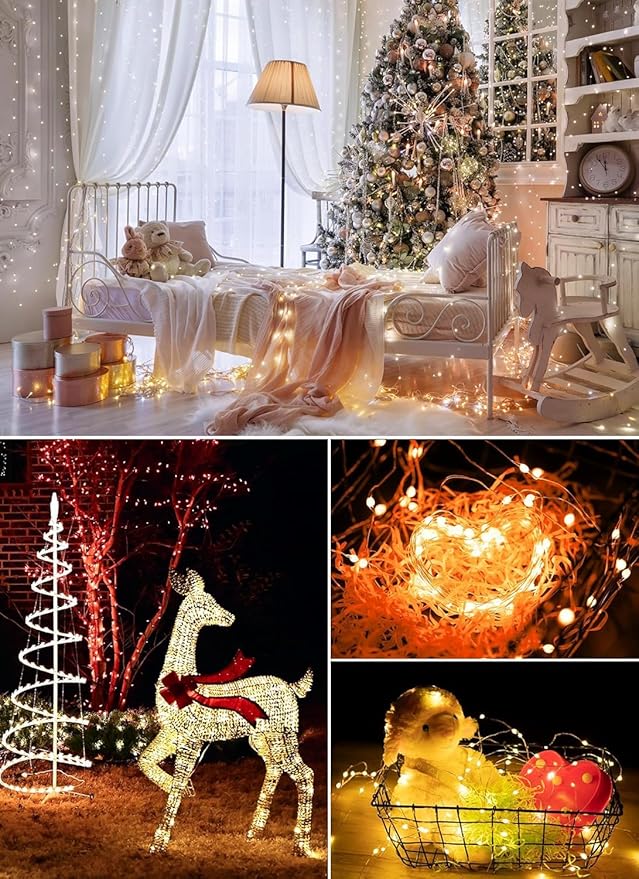 Minetom Color Changing Fairy String Lights - 33 ft 100 LED USB Silver Wire Lights with Remote and Timer, Starry Fairy Light for Bedroom Party Indoor Christmas Decoration, 16 Colors, Adapter Included