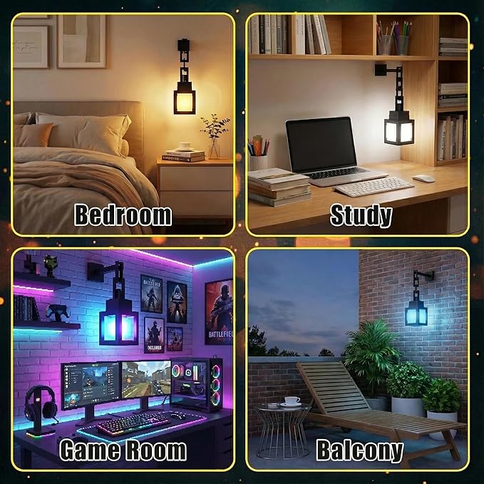 Pixelated Lantern Night Light – 16-Color LED Lamp with Remote Control, Rechargeable Wall or Table Light for Gaming Rooms or Kids’ Bedrooms, Fun Gift for Gamers, Decor for Boys Bedroom 12-15