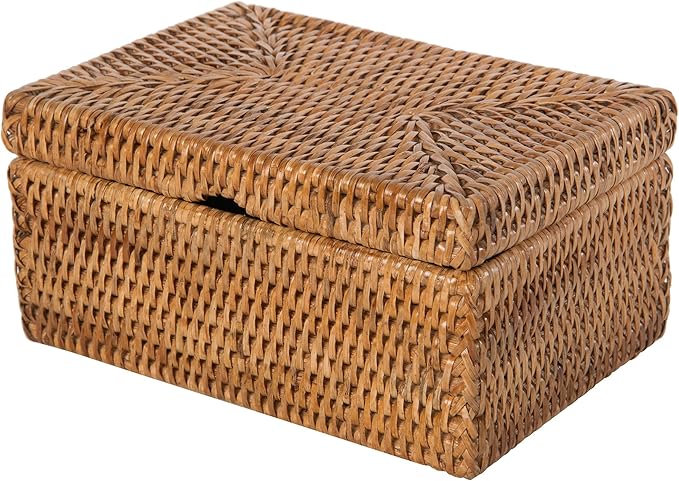 La Jolla Rattan Storage Box for Wet Wipes, Jewelery and More (Honey-Brown)