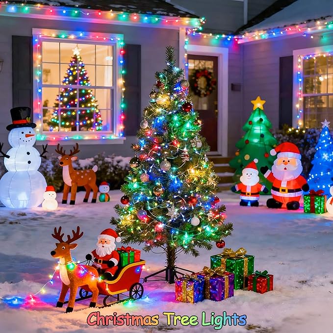 JMEXSUSS 250 LED Christmas Lights Indoor, 91.5ft Connectable Multicolor Christmas Lights Outdoor Waterproof, 8 Modes String Light Plug in for Wedding Party Garden Decorations