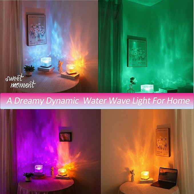 Ocean Wave Galaxy Projector,Night Light with Remote Control,16 Colors Gradual Rotating Northern Lights Lamp,Ideal for Bedroom/Party/Lava Lamp/Corner Lamp